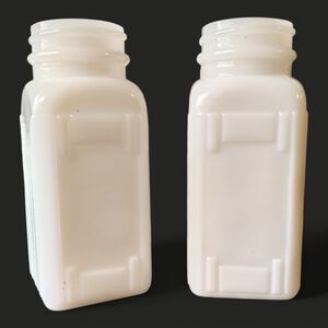 Vintage Griffith's Milk Glass Spice Jars Set of 2 White Kitchen Canisters